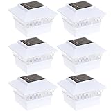 (6 Pack) Solar Power Square White Outdoor Garden Deck 4 x 4 PVC Fence Post Light [並行輸入品]