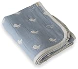 はぐまむ hugmamu 日本製 ガーゼケット 5重 LL (シングル) リトルパーティー ブルー (小鳥) 1515-02