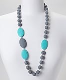 GUMEEZ Quatro Teething Necklace - Grey & Turquoise by GUMEEZ