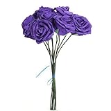 Hommy ウェディングブーケ ブライダルフラワーに 清楚で かわいい バラの 造花の ブーケ 一パック（10X紫の）