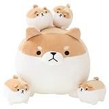 SQEQE ぬいぐるみ 柴犬 赤ちゃん柴犬のぬいぐるみ4個 おなかの中に コットンぬいぐるみ 子供へのギフトに