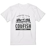 [igsticker] プリント Tシャツ メンズ L size サイズ クルーネック 白 ホワイト 032159 釣り fishing