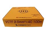 伸興電線 ビニルキャブタイヤ丸型コード VCTF 4芯 2SQ 灰 100m