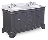 Kitchen Bath Collection KBC-A602GYCARR Katherine Double Sink Bathroom Vanity with Marble Countertop 