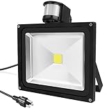 Warmoon LED Motion Sensor Flood Light, 30W Daylight White, 6500K, 2700lm-3600lm, Waterproof Security