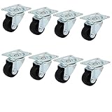 uxcell キャスターホイール　単一ホイール　長方形・スイベル・プレート　トロリー　キャスター　12個入り