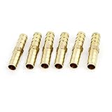 uxcell エアホース継手　バーブ　クイック　カップリング　6個入り　クロム　メッキ　真鍮　8mm