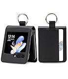 GOOSPERY ベーシックダイアリー Samsung Galaxy Z Flip 5 ケース、カードホルダー、ポケット収納、プレミアムPUレザー、キーリングウォレットカバー-ブラック