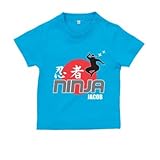 BabyChips 忍者(ニンジャ)A(名入れ半袖ベビーTシャツ) 140 ターコイズ