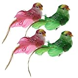 B Blesiya クリップ式　小鳥の置物　4個セット　人工羽根　庭の装飾　現実的　