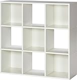 不二貿易 軽くて強い ジーボード 9マス マルチシェルフ WH ホワイト (棚 ラック 収納 ボックス) 95437