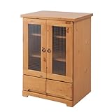 ナチュラル ロータイプ キャビネット 幅60cm SA-0017 天然木パイン材のカントリー調ガラス扉キャビネット 幅60cm 木製リビング収納 衣類収納 タンス 洋ダンス 箪笥