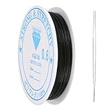 HappyHome シリコンゴム ブレスレット用 ブラック Φ0.6mm 長さ12m巻 ゴム通しワイヤー セット 手作りアクセサリー 手芸 DIY (ブラック 0.6mm)