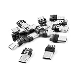 uxcell マイクロUSB ジャックソケット Bタイプ 5ピン オス はんだ ジャック プラグ コネクタ 15個