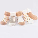 【GLASS FROG】ベビーソックス 新生児 キッズソックス 折り返し ふわふわ 5足セット（ベージュ,8-10cm）