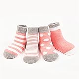 【ノーブランド品】ベビー 赤ちゃん 新生児 可愛い 柔らかい ソックス 靴下 お祝い 出産 ムール用 外用 1-3歳 4足セット(ピンク)