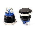 XDiscount　押しボタンスイッチ　プッシュスイッチ　切替スイッチ　2ネジ端子　ブラック　18 x 22mm　2個入り