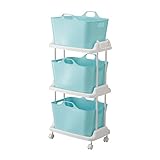 ソフトバスケット付きワゴン　　ブルー　三段