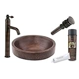 Small Round Skirted Vessel Sink with Single Handle Faucet and Drain [並行輸入品]