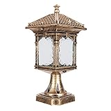 Rural Pillar Outdoor Garden Boundry Bollard Column Lamp Courtyard Fence Villa Corridor Pillar Light Exterieur Landscape Park Garage Aluminum Aisle Post Lantern E27