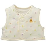 西松屋 [EFD] スムース裏パイルベスト（パステルドット ヒヨコ・ウサギ刺繍） 【新生児50-70cm】　クリーム