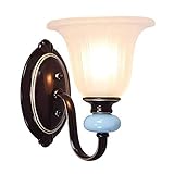 Wall Lights Wall Lamp Bedroom Bedside Lamp Simple Iron Art Craft Living Room Retro Ceramic Corridor Aisle Bracket Light Black Good Light Transmission Wall Lamp
