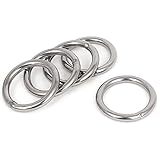 SODIAL(R) 40mm x 5mmステンレススチールウェビングストラップ溶接Oリング　5件