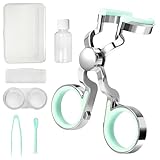 ZiSyouMa コンタクト装着器具、レンズ装用補助具 、眼鏡クリップがまぶたをサポートし、ソフトコンタクト つけはずし器具、 取り外し器具、 カラコン入れる器具、 カラコン3点セット、 携帯可 、クリアケア 、 コンタクトレンズ 、 コンタクト、 安全 、柔らか素材 、清潔 、衛生的、 応急、 救急 、持ち運びが容易 、出張 、旅行、収納ボックス 、洗眼ディスペンサーボトル （緑）