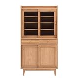 食器棚 完成品 引き戸 幅85cm 高さ160cm 木製 アルダー 脚付き 北欧風 ナチュラル 堀田木工所