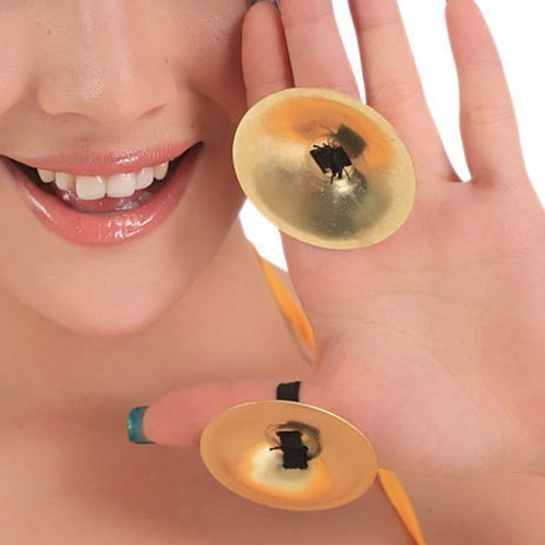 ベリーダンス　フィンガーシンバル　両手分　4個セット　金　軽量型　ゴールド　ジル　サガット　カスタネット　サムホイール　衣装