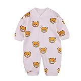 エルフ ベビー(Fairy Baby)ベビーカバーオールロンパース 長袖 前開き 春秋 出産祝い クマ柄 12M