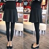 定番フレア 3分丈スカート付 マタニティ レギンス【330000100030】 (フリー, ブラック)マタニティ パンツ　パンツマタニティウェア