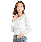 「Bidear」授乳服 授乳口付き 長袖 年中使える マタニティ ウエア 大人かわいい カジュアル 美シルエット 授乳 トップス 産前産後 (ホワイト, XL)