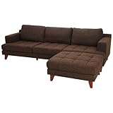 ソファ ソファー カウチソファ スツール 3人掛け ポケットコイル ブラウン