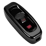 中間スイッチ　シーソー式　ランプスイッチ　LED指示ライト付き　ON / OFFスイッチ　コンパクト　インライン　ベッドサイド　AC 250V 10A(ブラック)