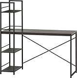 不二貿易 ラック付きデスク ルール 幅120.5×奥行49cm ダークブラウン ブラック 13527