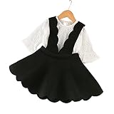Pojour ベビー服 女の子ワンピース 春秋 子供つりワンピース+長袖網糸Ｔシャツ２セット キッズ可愛いドレス 女児プレゼント ガールズスカート お出かけ 通園 通学
