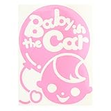 ピンク（桃色） Baby in the car〈子供〉ステッカー 窓ガラス用シールタイプ 赤ちゃん 車の後ろ 妊婦 安心 安全 ※吸盤・マグネットタイプで...