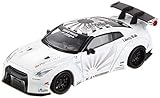 MINI GT 1/64 LB★WORKS ニッサン GT-R R35 タイプ1 リアウイング バージョン 1+2 ホワイト 左ハンドル 完成品