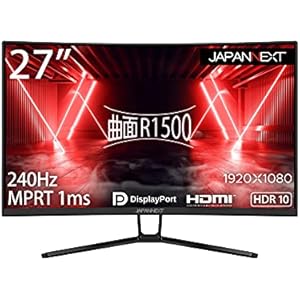 JAPANNEXT 27インチ ゲーミングモニター 240Hz 1ms フルHD 1920x1080解像度 VA パネル ディスプレイ (HDMI/DisplayPort/ブルーライトカット / 視野角178°) JN-27VCG240FHDR
