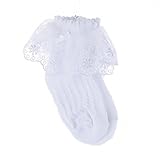 PUERI キッズ 靴下 ソックス 白　ピンク　コットン　レース　プリンセス 女の子 赤ちゃん ベビー 新生児　春秋 (L, ホワイト)