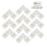 LEDGLE L字型コーナーアダプタ 10mm 4PIN 5050型 RGB LEDテープライト延長コネクター　Ｌ字型コーナーコネクタ L字型接続端子 直角スナップコネクタ 半田付け不要 10個セット