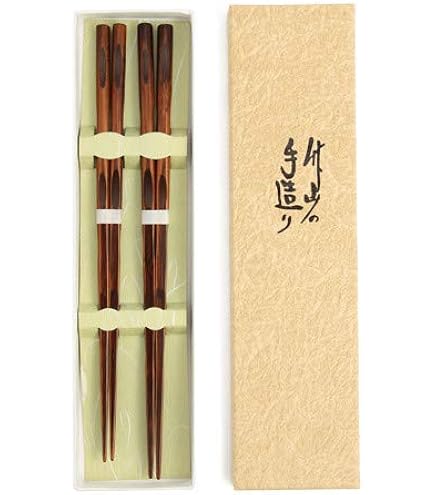 Amazon | 寄木細工 寄木黒檀 夫婦箸 2膳セット | 箱根丸山物産 | 箸