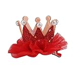 ノーブランド品 子供　キッズ　王冠　ヘアクリップ　ヘアアクセサリー　髪飾り 髪留め　全3色選べる - レッド