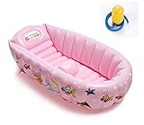 LAZA ベビーバス ふかふか 泳べるお風呂 ブルー ピンク BB型ポンプ付け 対象年齢:新生児~4歳まで (ピンク)