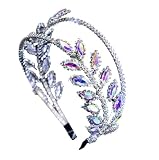 シルバー リーフ ブライダル パーティー ヘアアクセサリー ヘッドドレス カチューシャ 髪飾り オーロラストーン 【J's select】