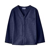 Plus Nao(プラスナオ) 子供用 カーディガン Ｖネック 長袖 シンプル 無地 男の子 女の子 キッズ ジュニア 100 110 120 130 140 150 160 ネイビー 150
