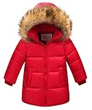 (コ-ランド) Co-land 子供服 ダウンジャケット キッズ 男の子 ダウンコート 長袖 アウター ベビー 秋冬物 綿服 ロング丈 フード 防寒防風 ボーイズ レッド 150