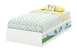 South Shore Andy Mates Bed with 3 Drawers and Flag Otto Graff Decals, 39"/Twin, Pure White [並行輸入品]