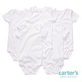 カーターズ（Carter's)ホワイト天使の半袖肌着　男女兼用真っ白なエンジェル半袖ボディースーツ5枚セット 6months(61-67cm) 6ヵ月用　白　ロンパース　綿タンクトップ　ボディスーツ,